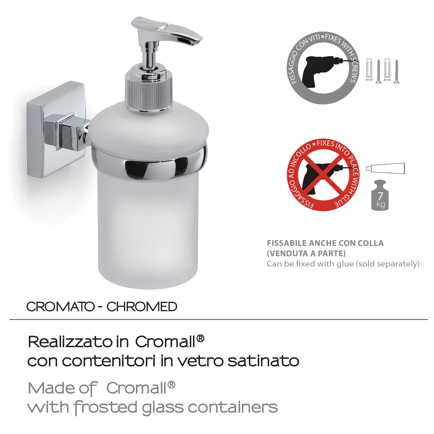 Dispenser sapone a muro di Gedy serie Olimpo - Cromato