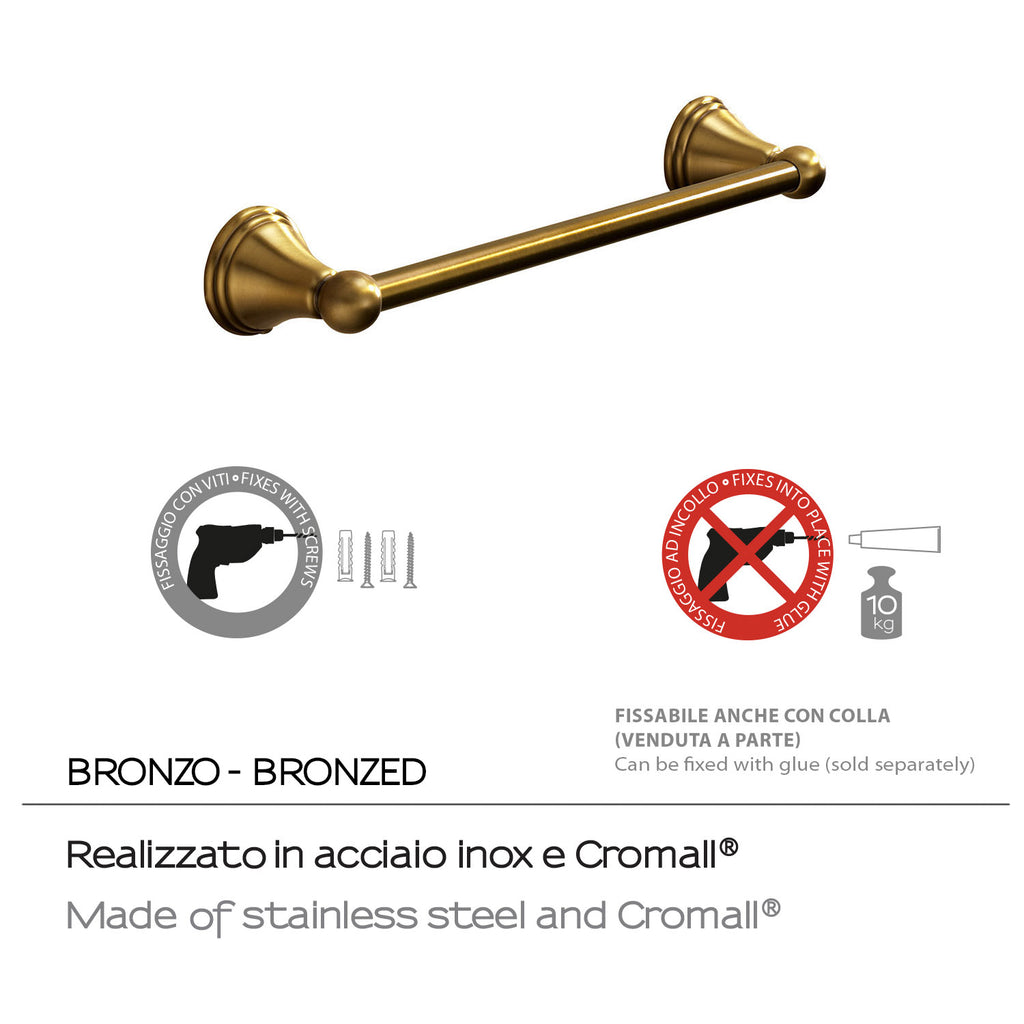 Porta asciugamani 35 cm a parete di Gedy serie Romance - Bronzo