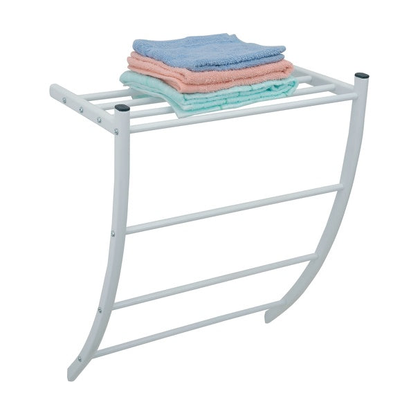 Portasciugamani e mensola da parete in Acciaio - Bianco