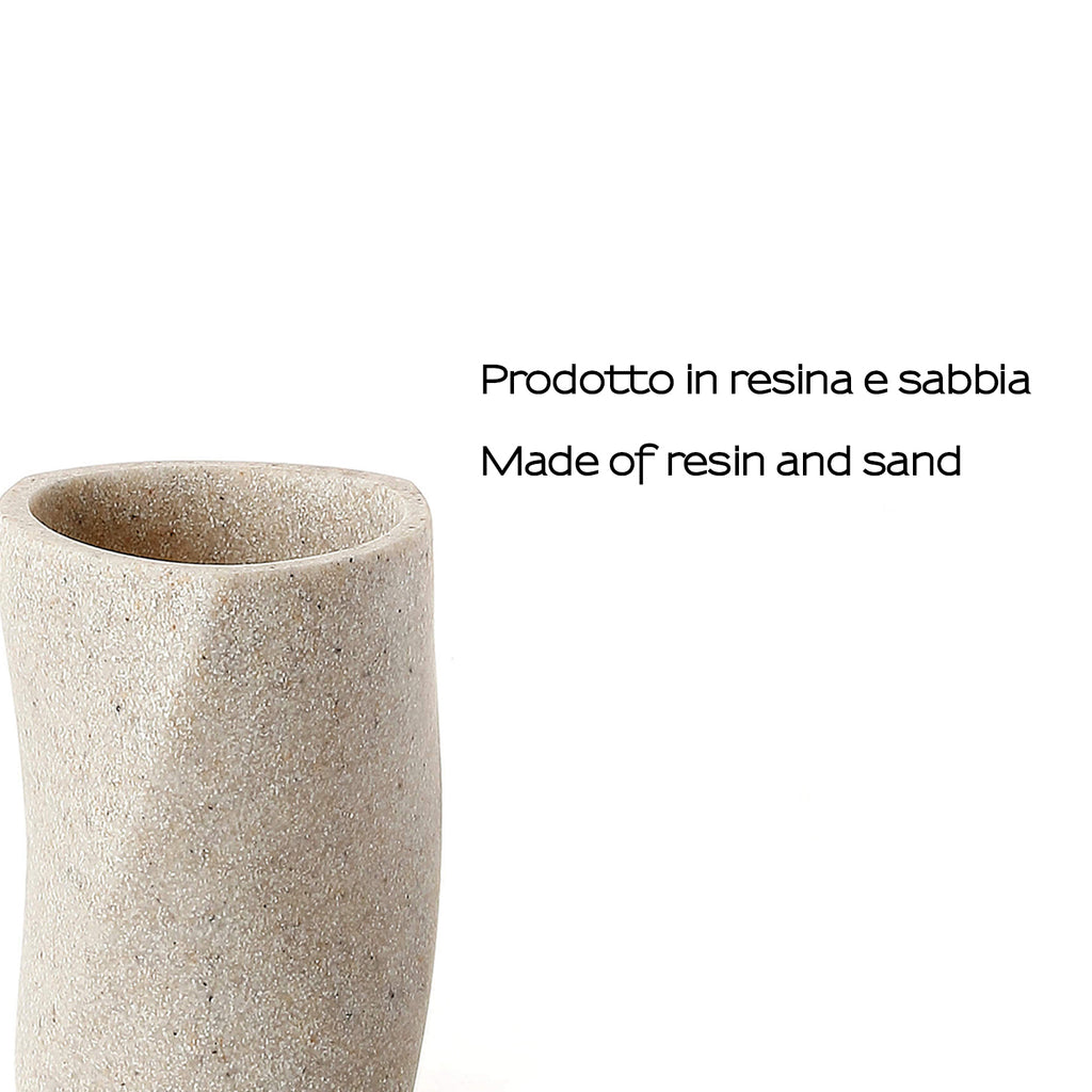 Portaspazzolini in resina e sabbia Gedy serie Libra - Beige