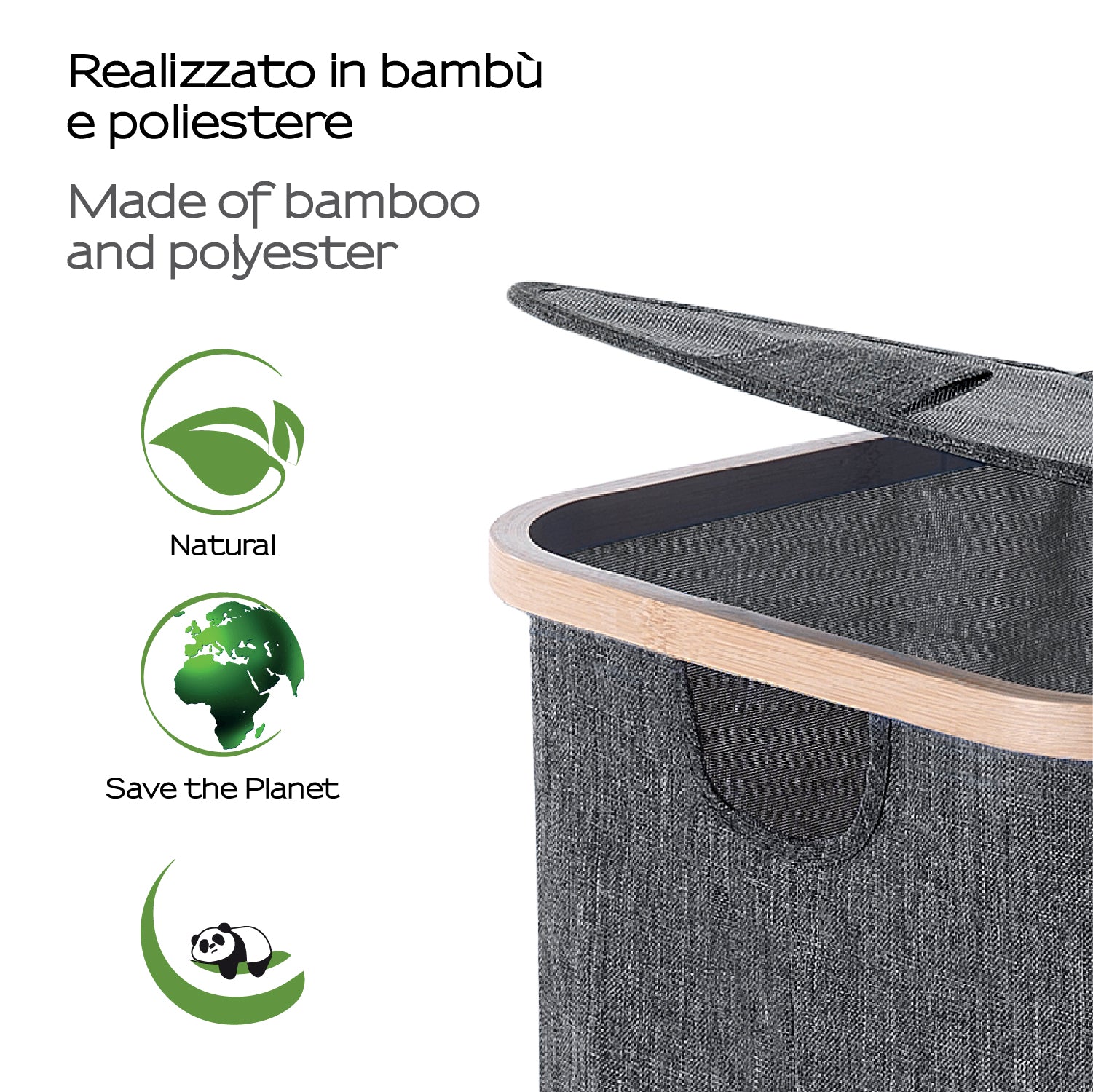 Portabiancheria modello Yoshi 87 lt. colore grigio.