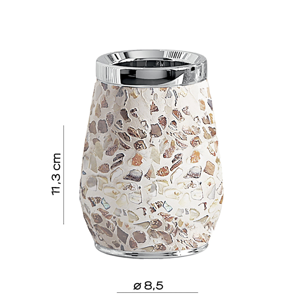 Portaspazzolini in ceramica e madreperla Gedy serie Marina - Crema
