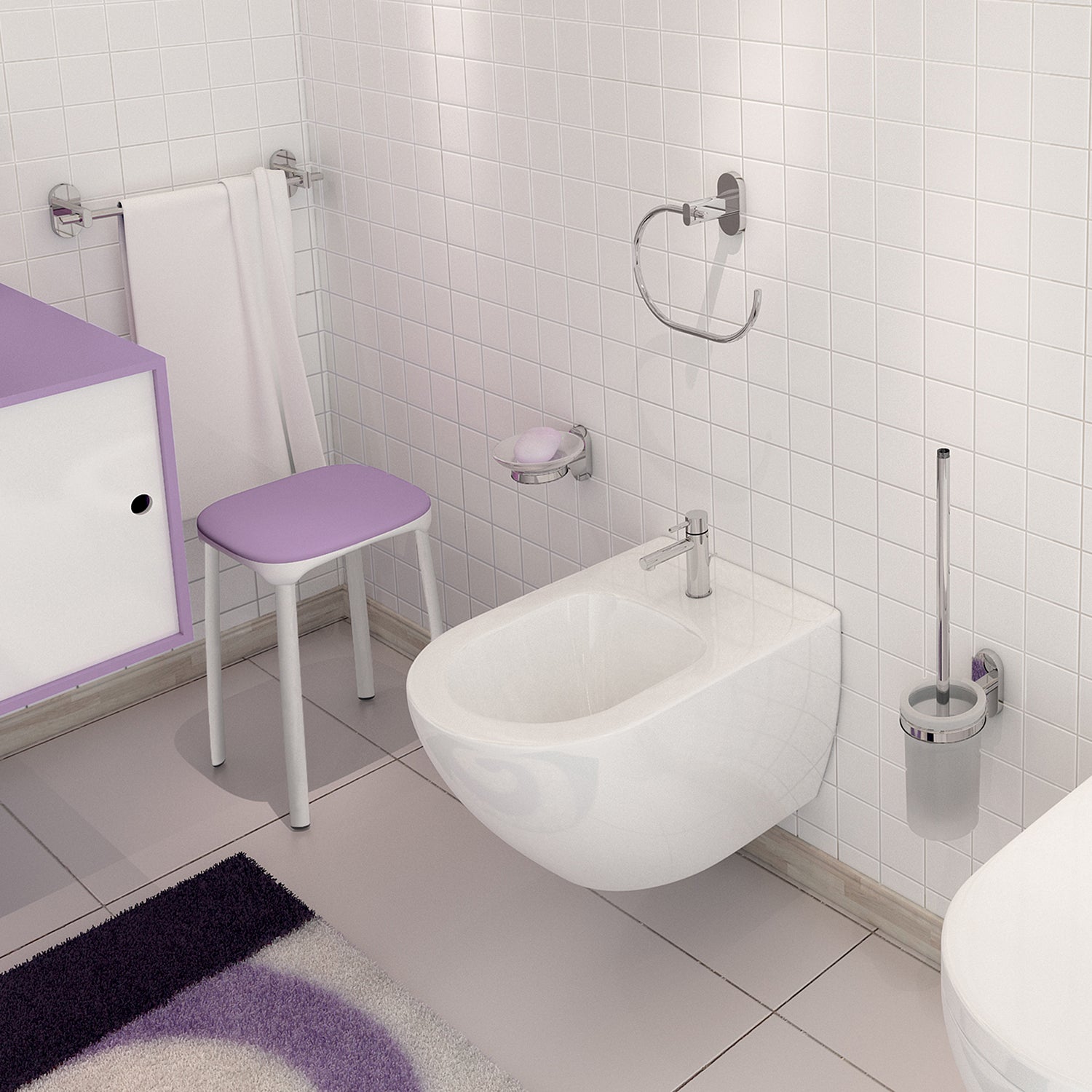 Scopino con ciuffo in setole in Acciaio Inox Gedy serie Febo - Cromato