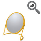 Specchio ingranditore da tavolo su base in acciaio modello Akira colore zafferano opaco