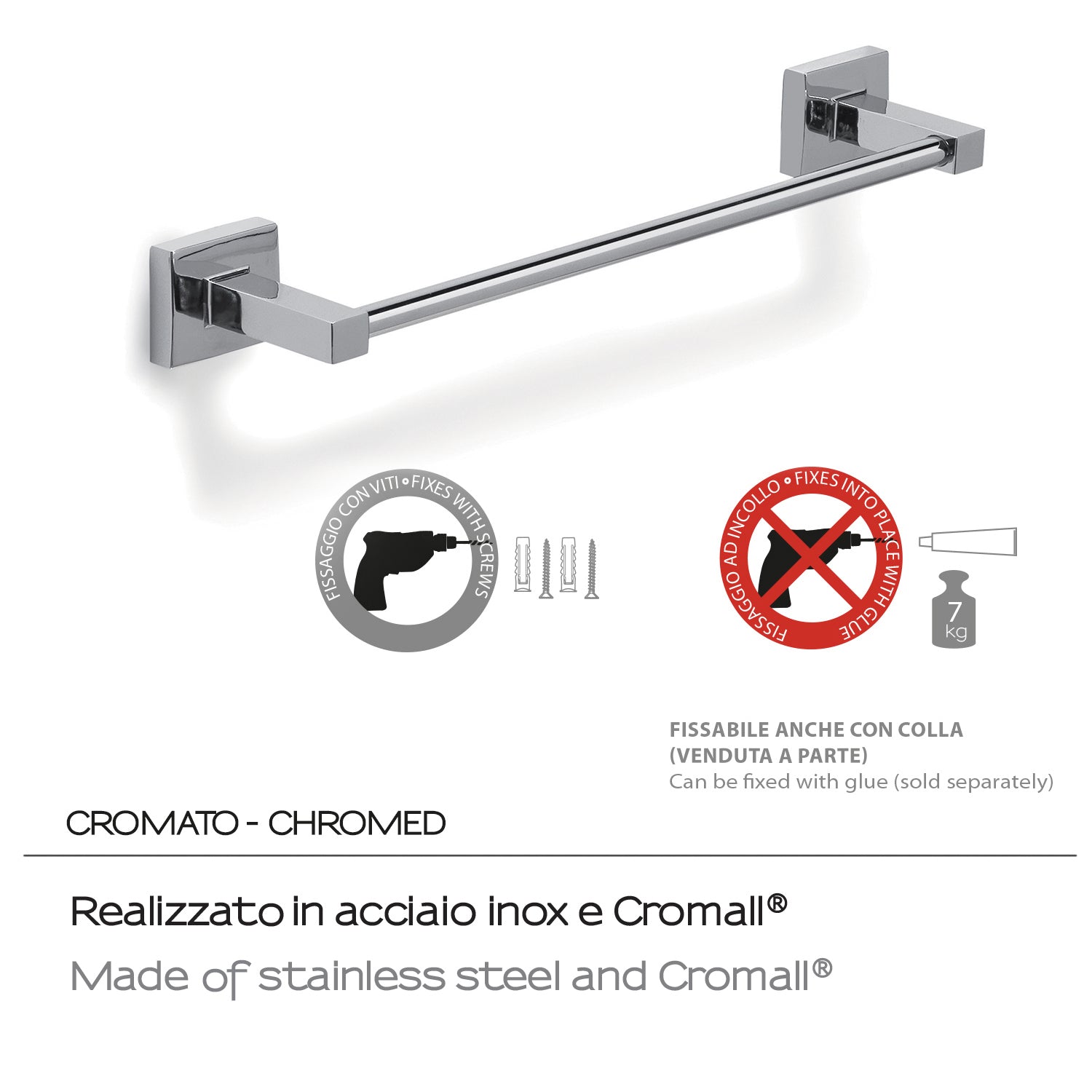 Porta asciugamani 35 cm a muro di Gedy serie Olimpo - Cromato