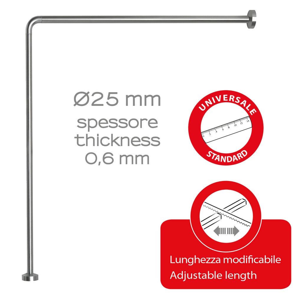Asta doccia angolare 80x80 cm di Gedy - Alluminio Anodizzato