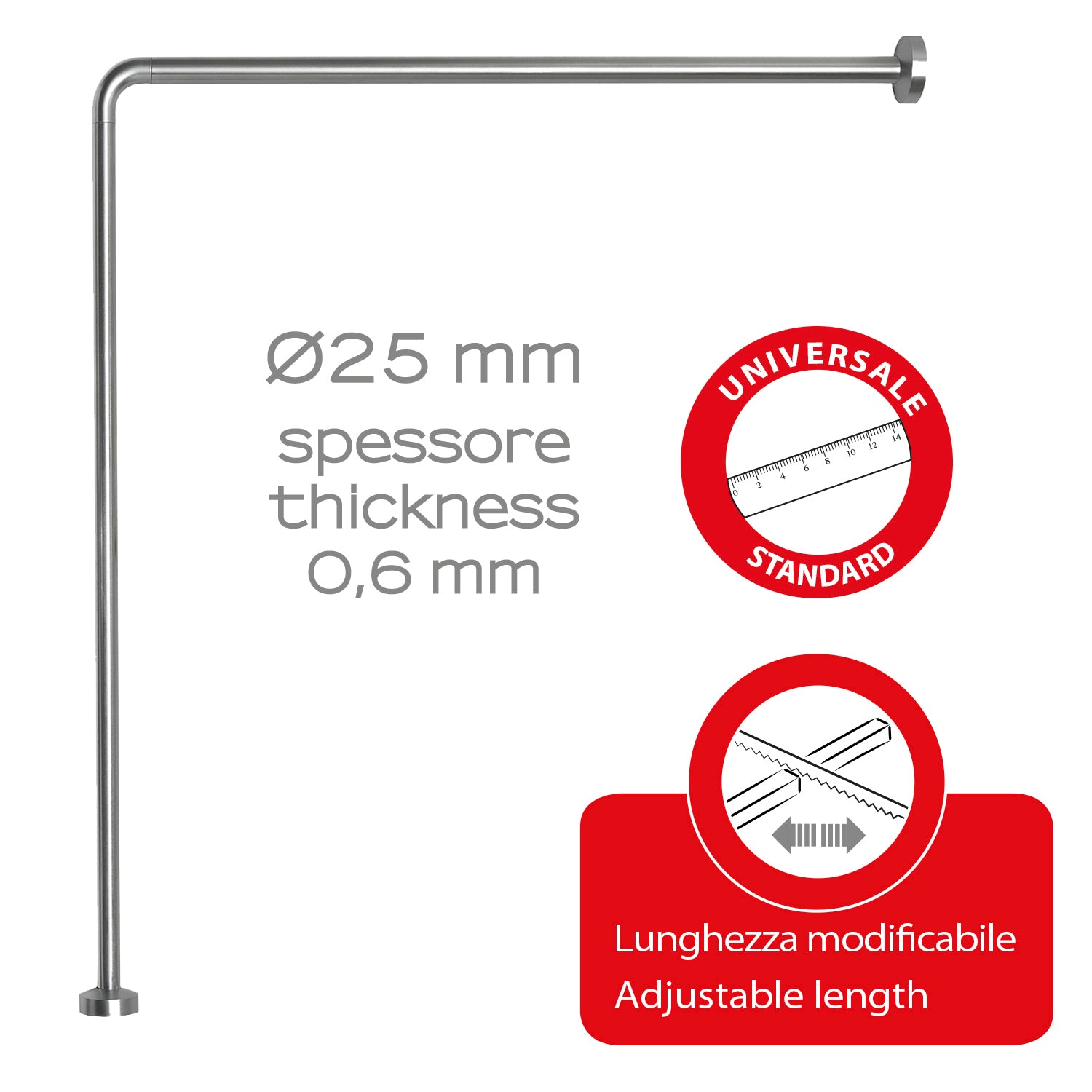 Asta doccia angolare 80x80 cm di Gedy - Alluminio Anodizzato