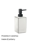 Dosasapone in ceramica Gedy serie Lucrezia con erogatore in plastica nera - Bianco
