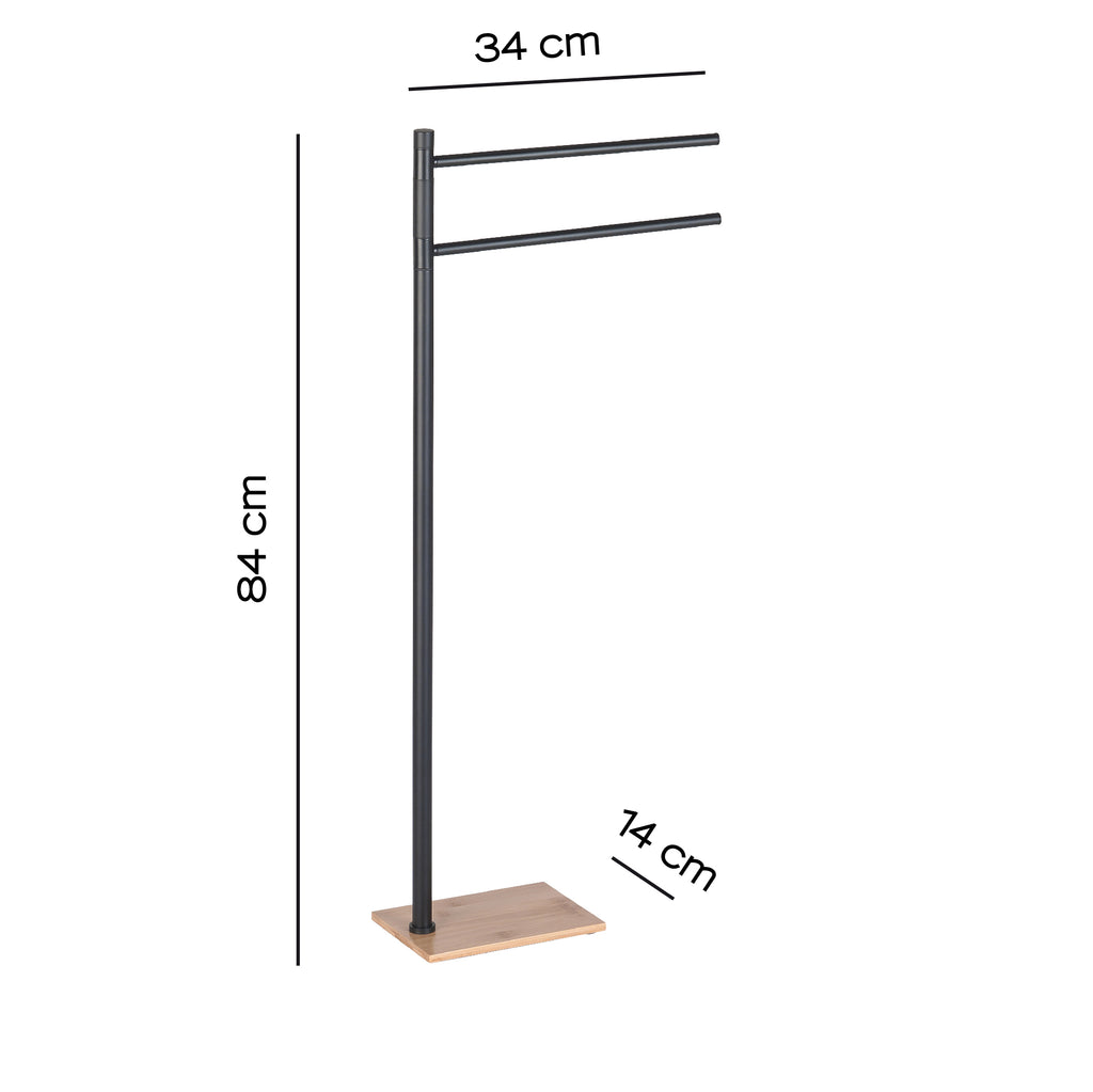 Piantana porta asciugamani modello Trilly bambu'/nero matt.