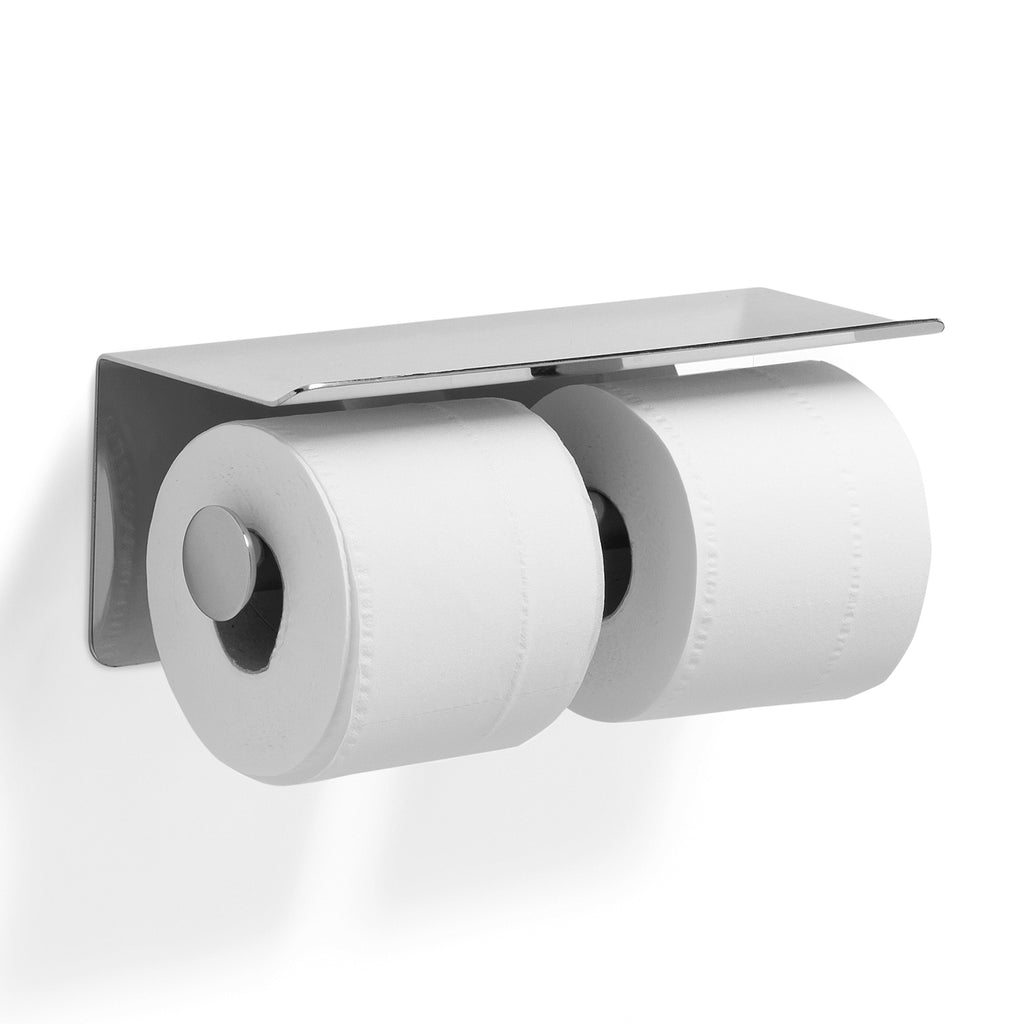 Portarotolo doppio coperto con piano di appoggio in Acciaio Inox AISI 304 di Gedy - Lucido