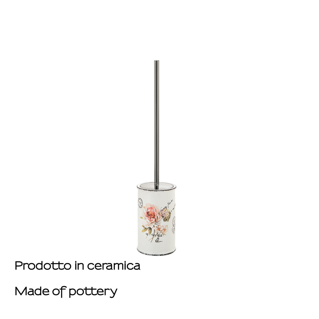 Scopino in ceramica con ciuffo in setole Gedy serie Clothilde - Bianco