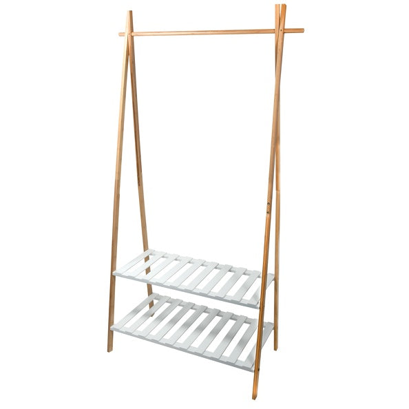 Appendiabiti in bambÃ¹ con due ripiani modello Mia - Bianco