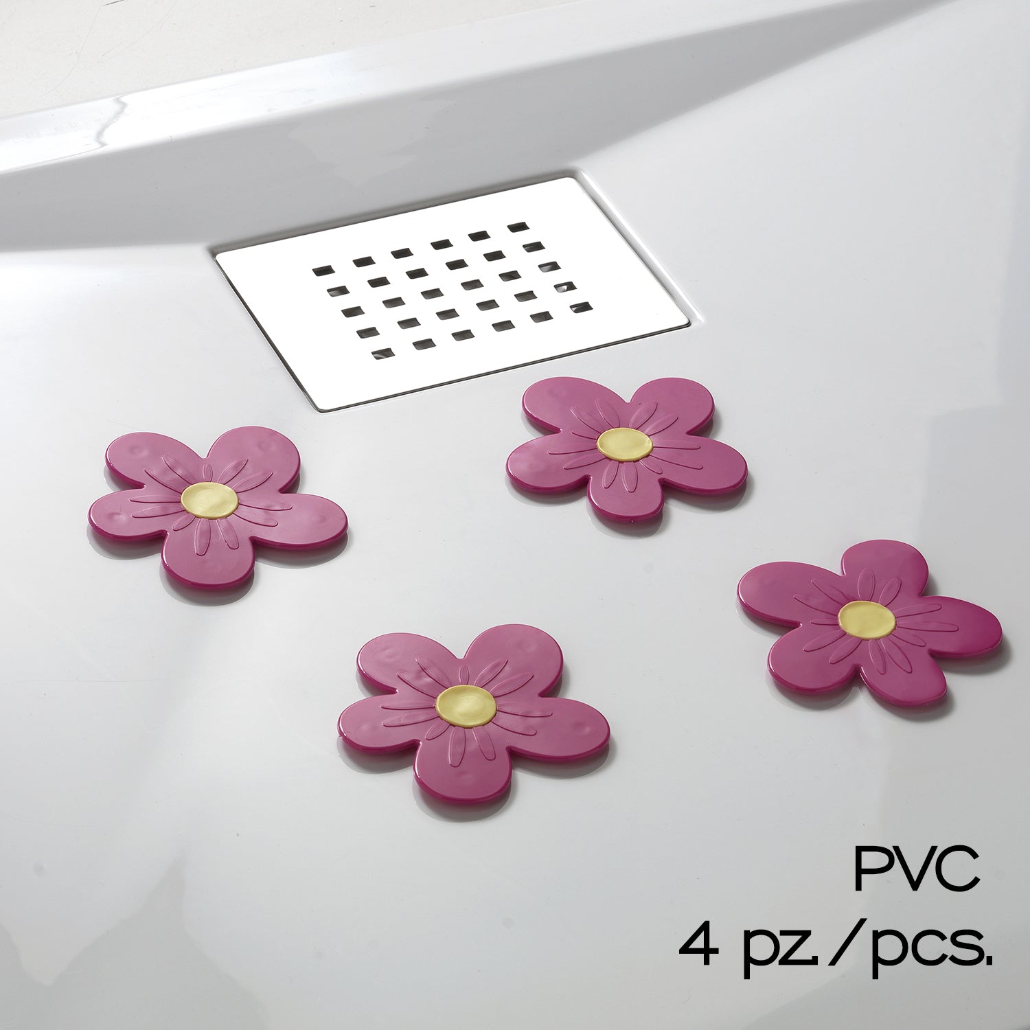 Tappeto antiscivolo doccia e vasca mini Daisy di Gedy - Rosa