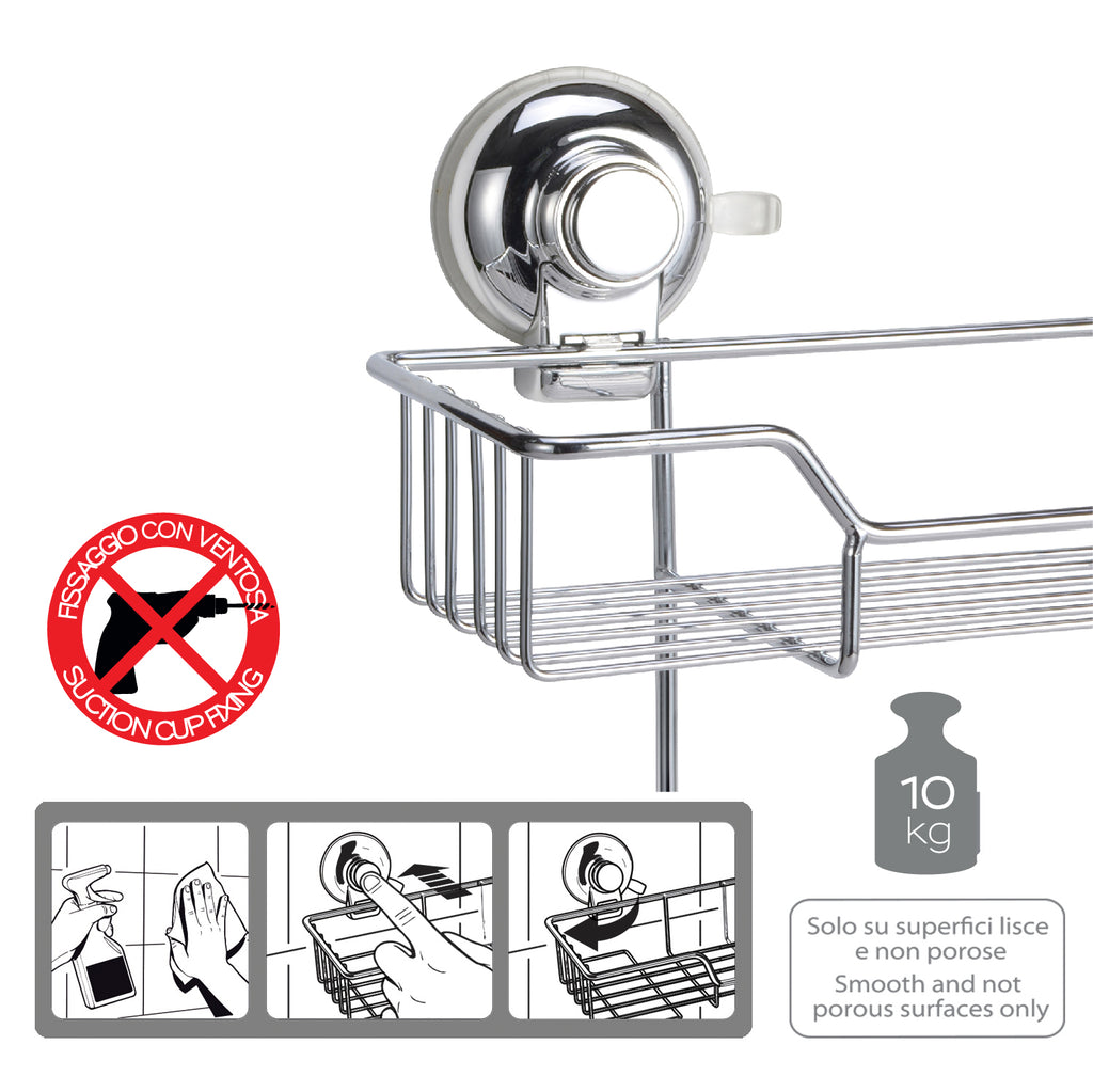 Portaoggetti doccia doppio in filo di Gedy serie Hot - Cromato