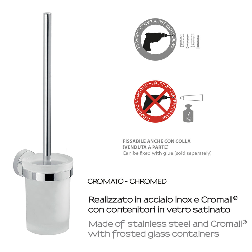Scopino a muro con ciuffo in setole in Acciaio Inox Eros di Gedy - Cromato