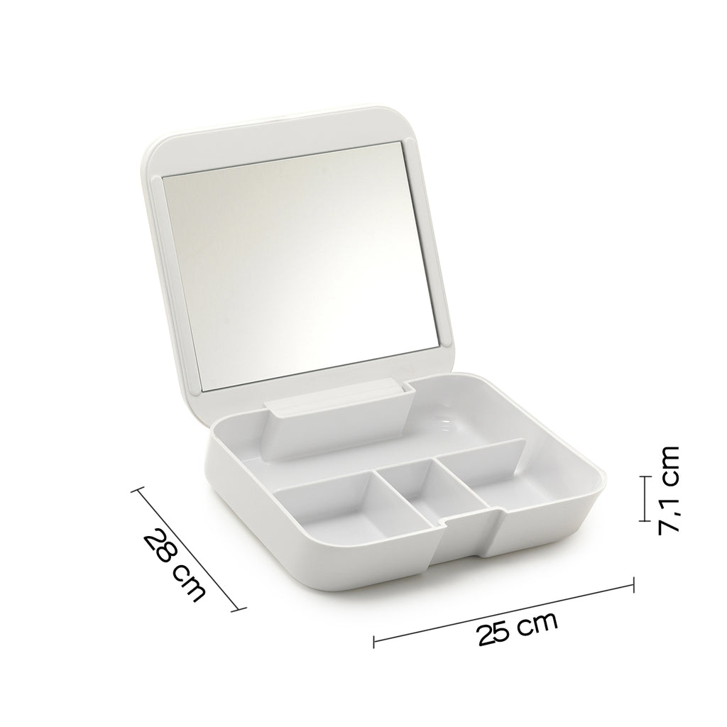 Organizer con specchio da appoggio Gedy serie Seventy - Bianco