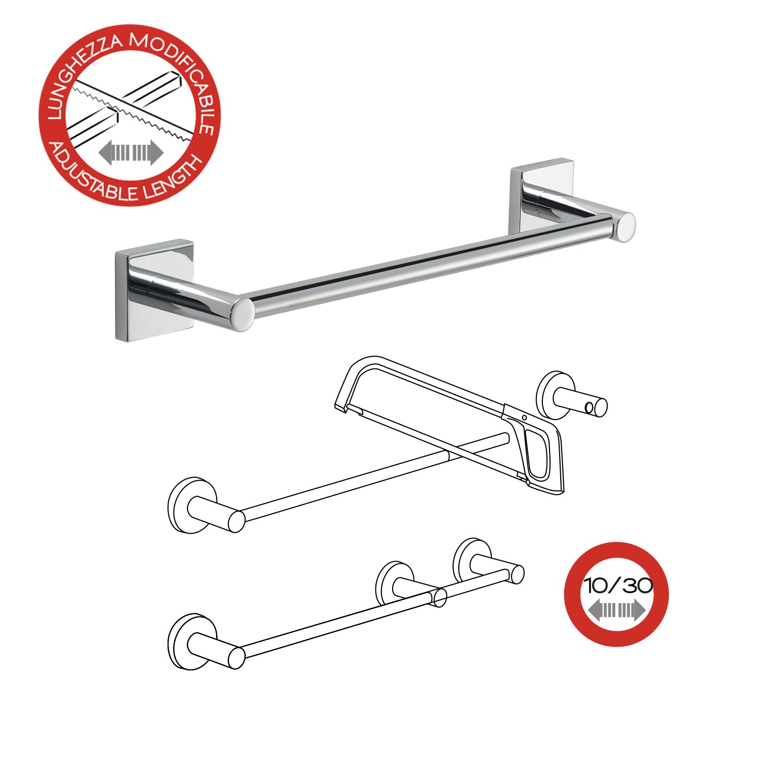 Portasalviette a muro 30 cm Fuji di Gedy - Cromato