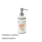 Dispenser sapone in ceramica con erogatore in plastica nichel lucido Gedy serie Clothilde - Bianco
