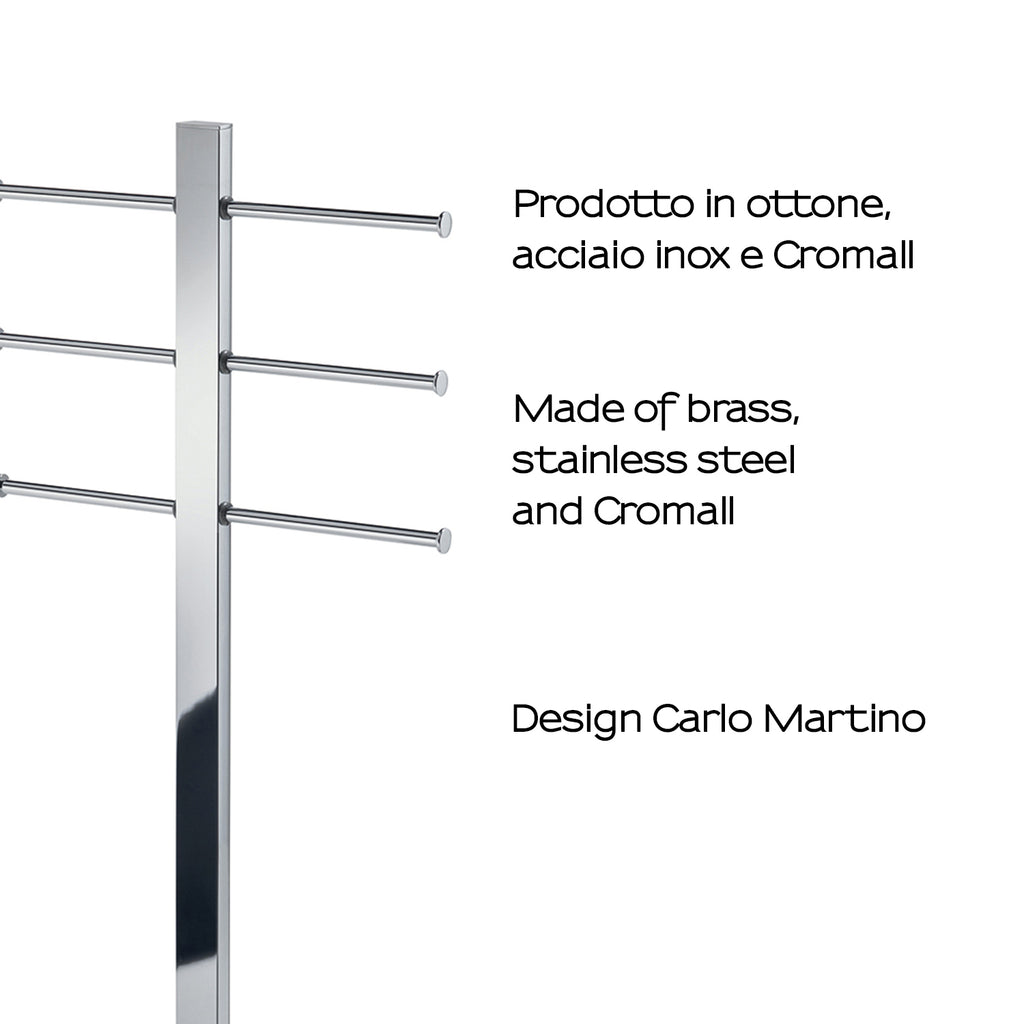 Piantana con 3 braccia portasalviette scorrevoli Gedy serie Bridge - Cromato