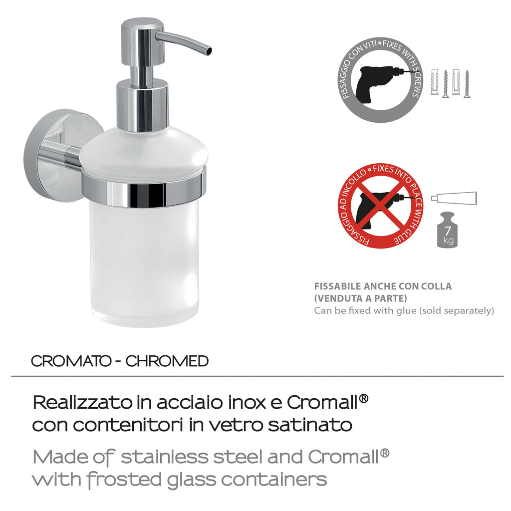 Dosasapone a muro in Acciaio Inox con erogatore in acciaio cromato Eros di Gedy - Cromato
