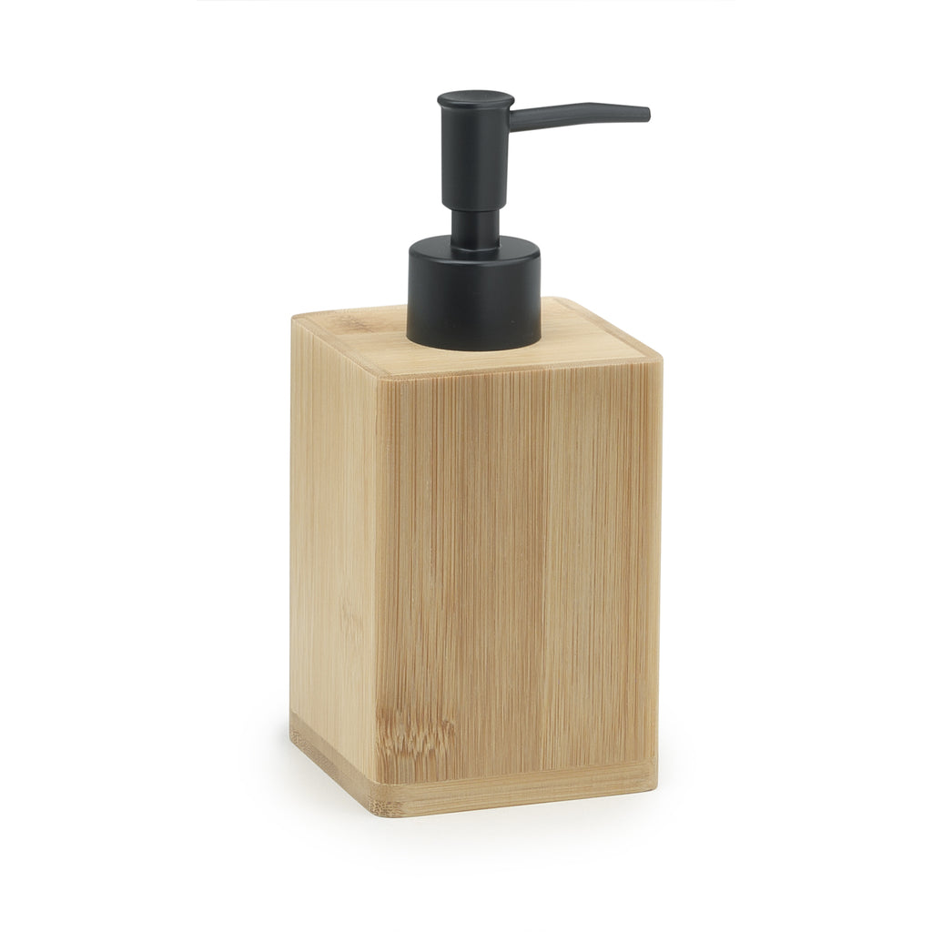 Dispenser sapone in bambÃ¹ con erogatore in plastica nero Gedy serie Bonnie - Naturale/Nero Matt