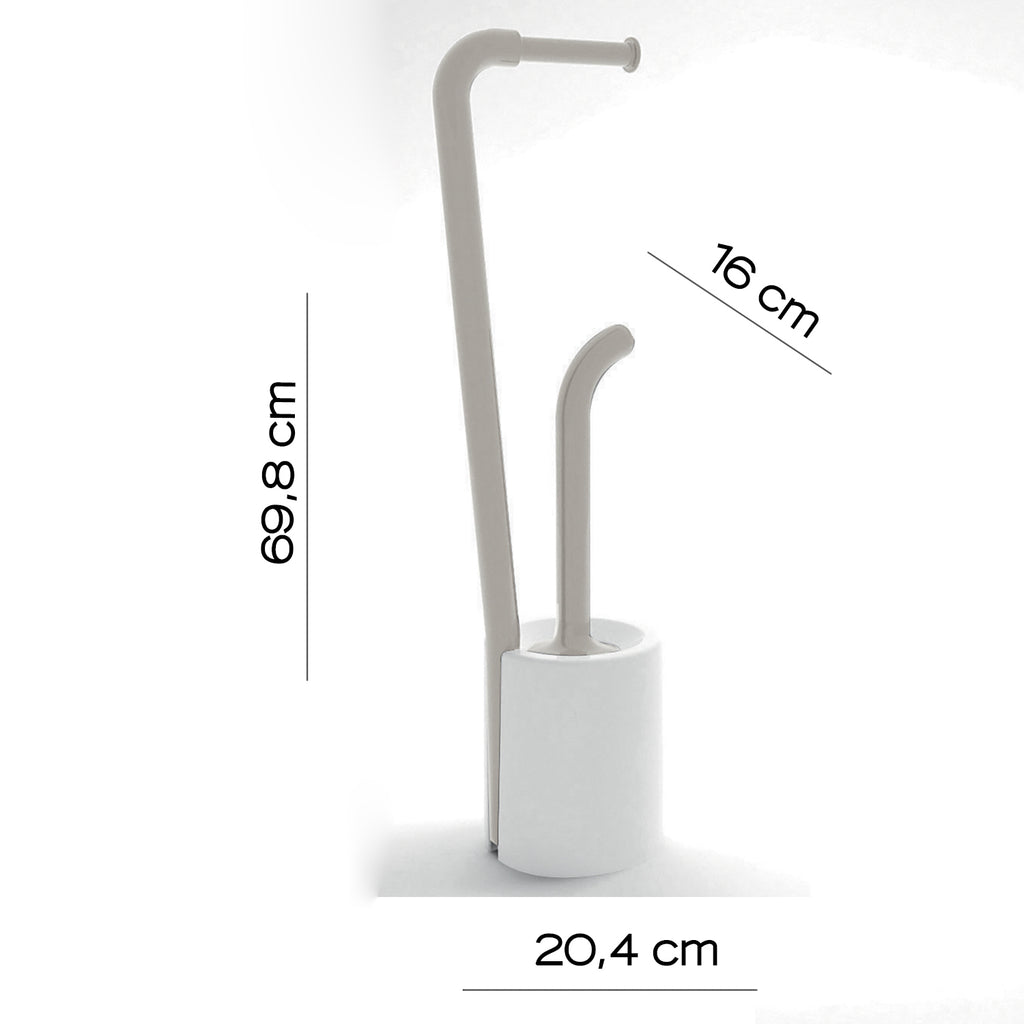 Piantana portarotolo e scopino Wc di Gedy serie Wendy - Bianco/Tortora chiaro