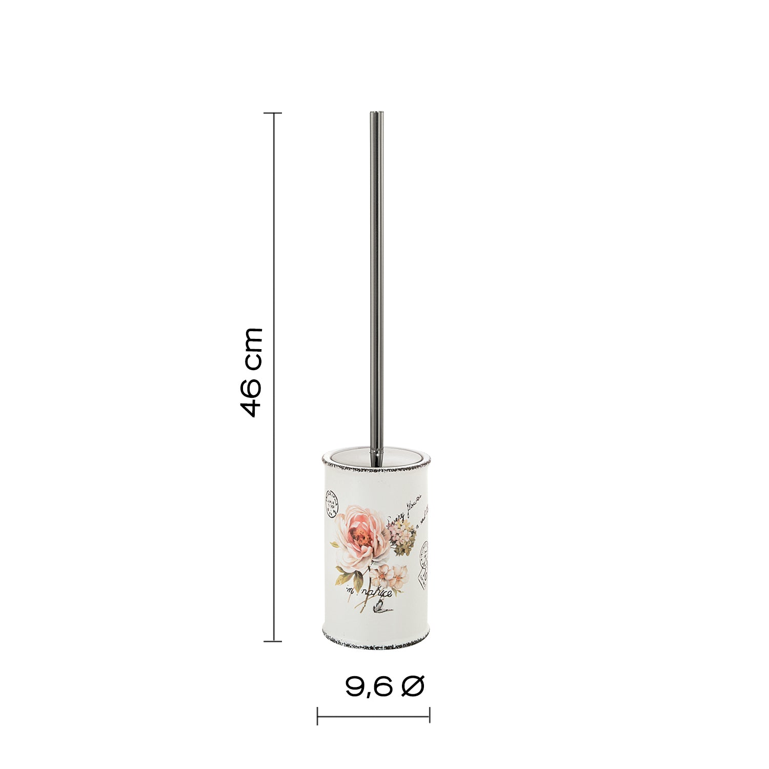 Scopino in ceramica con ciuffo in setole Gedy serie Clothilde - Bianco