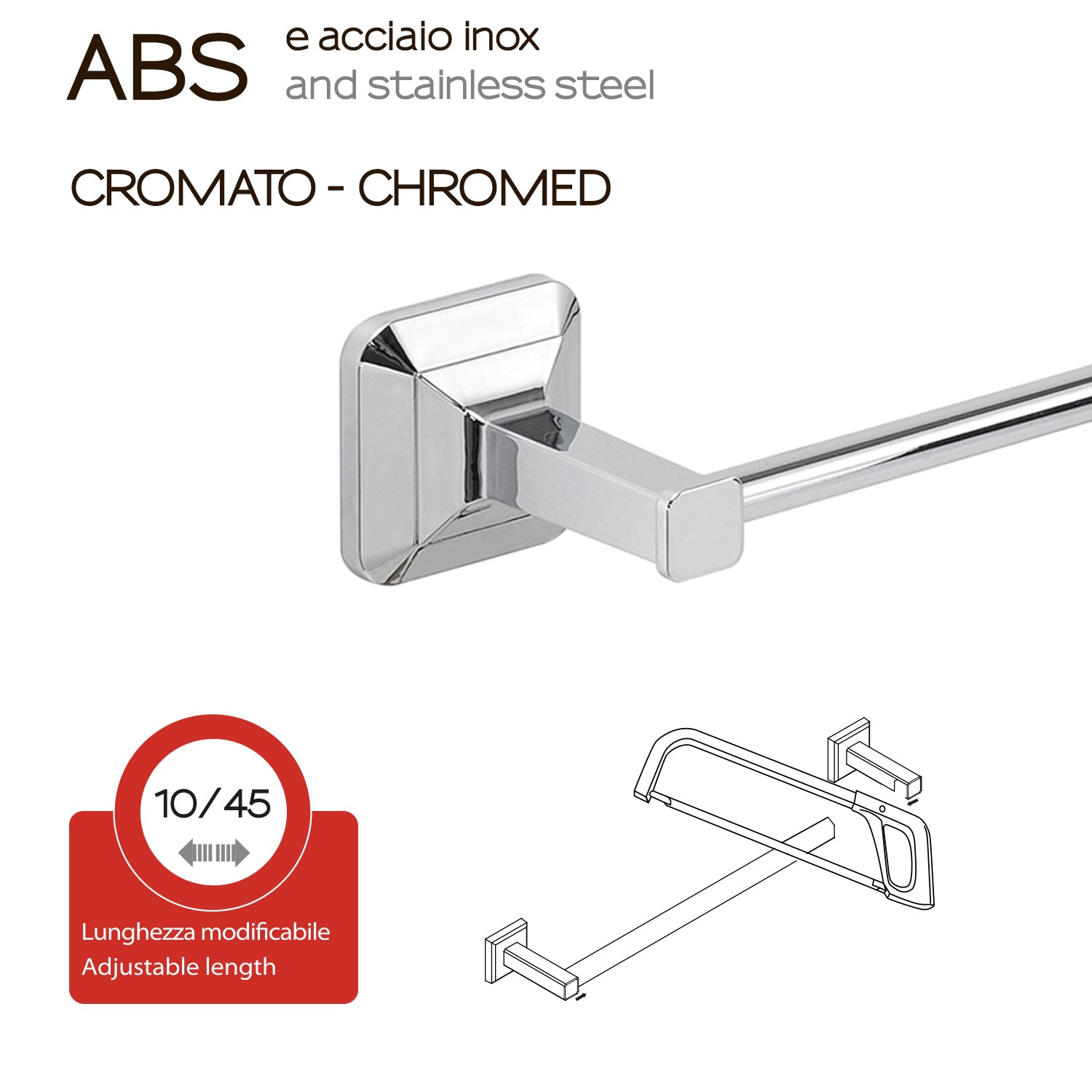 Portasalviette da muro con ventosa Gedy Ventus cm 45 in Acciaio Inox