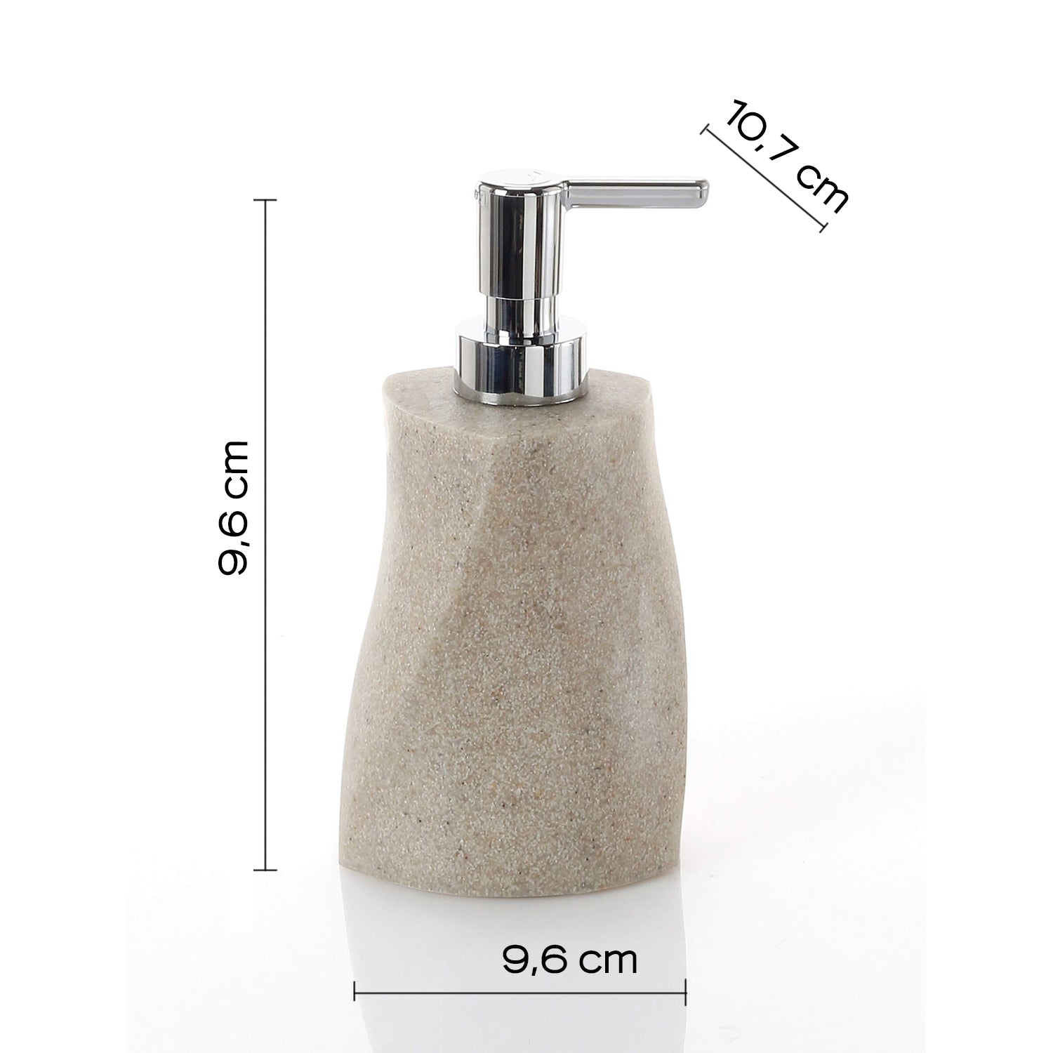 Dispenser sapone in resina e sabbia con erogatore cromato Gedy serie Libra - Beige