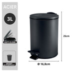 Pattumiera a pedale in Acciaio modello Alder  da 3 Litri colore nero opaco