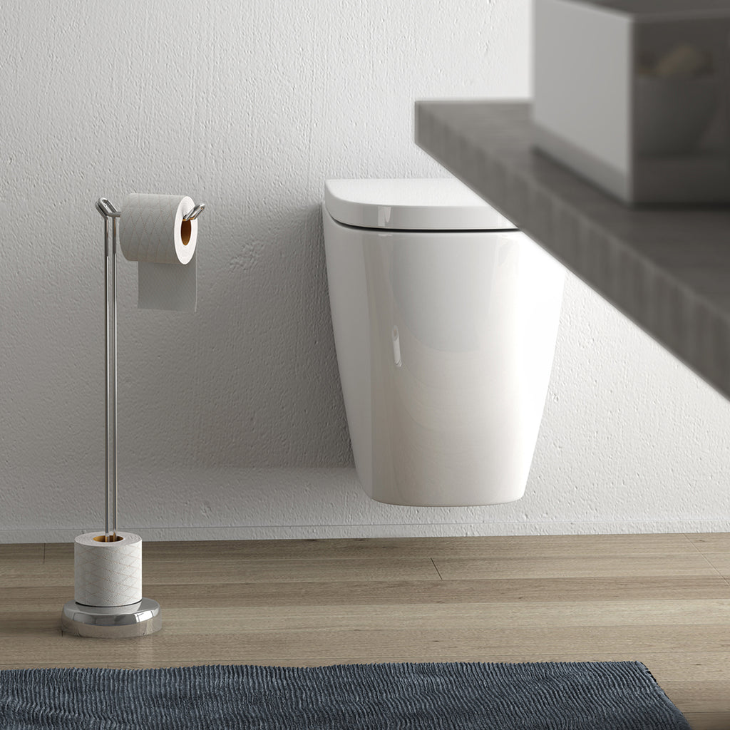 Piantana con portarotolo di riserva modello MinÃ¹ di Gedy - Cromato