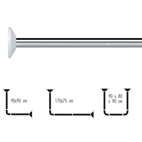Asta per Tenda doccia angolare componibile in Alluminio modello Magic Universal - Cromato