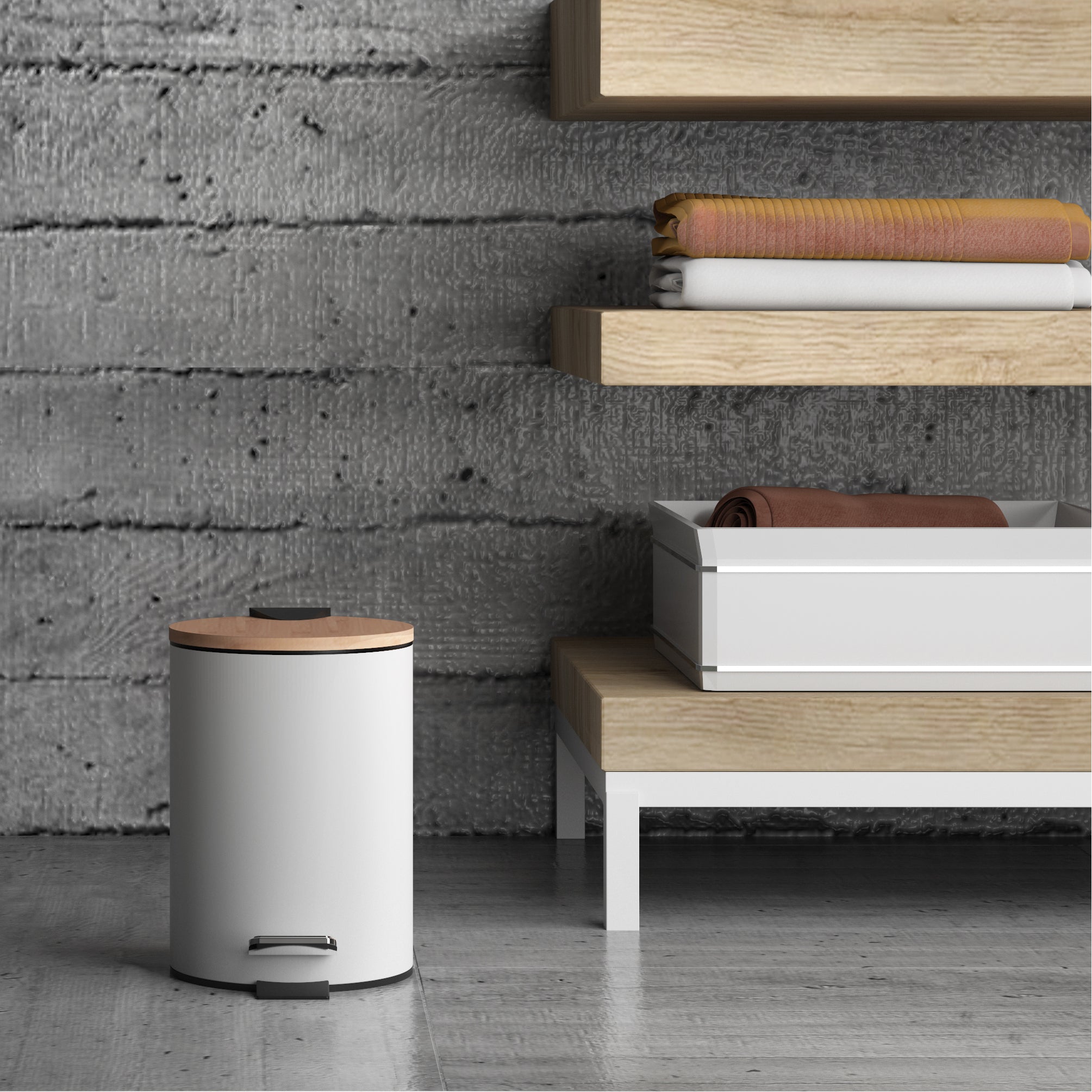 Porta rifiuti 3 litri modello Kenta in bambu'/bianco