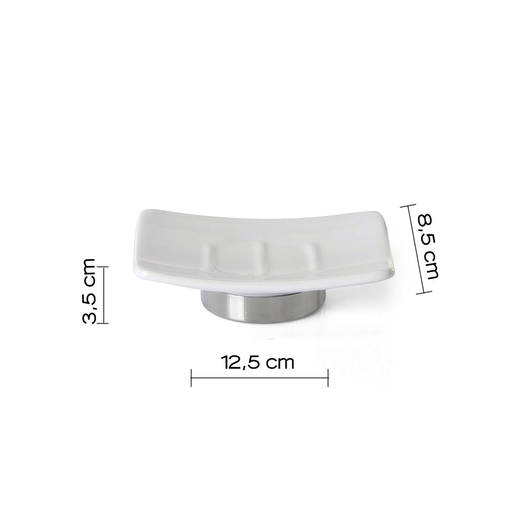 Portasapone in ceramica e Acciaio Inox Gedy serie Petunia - Bianco