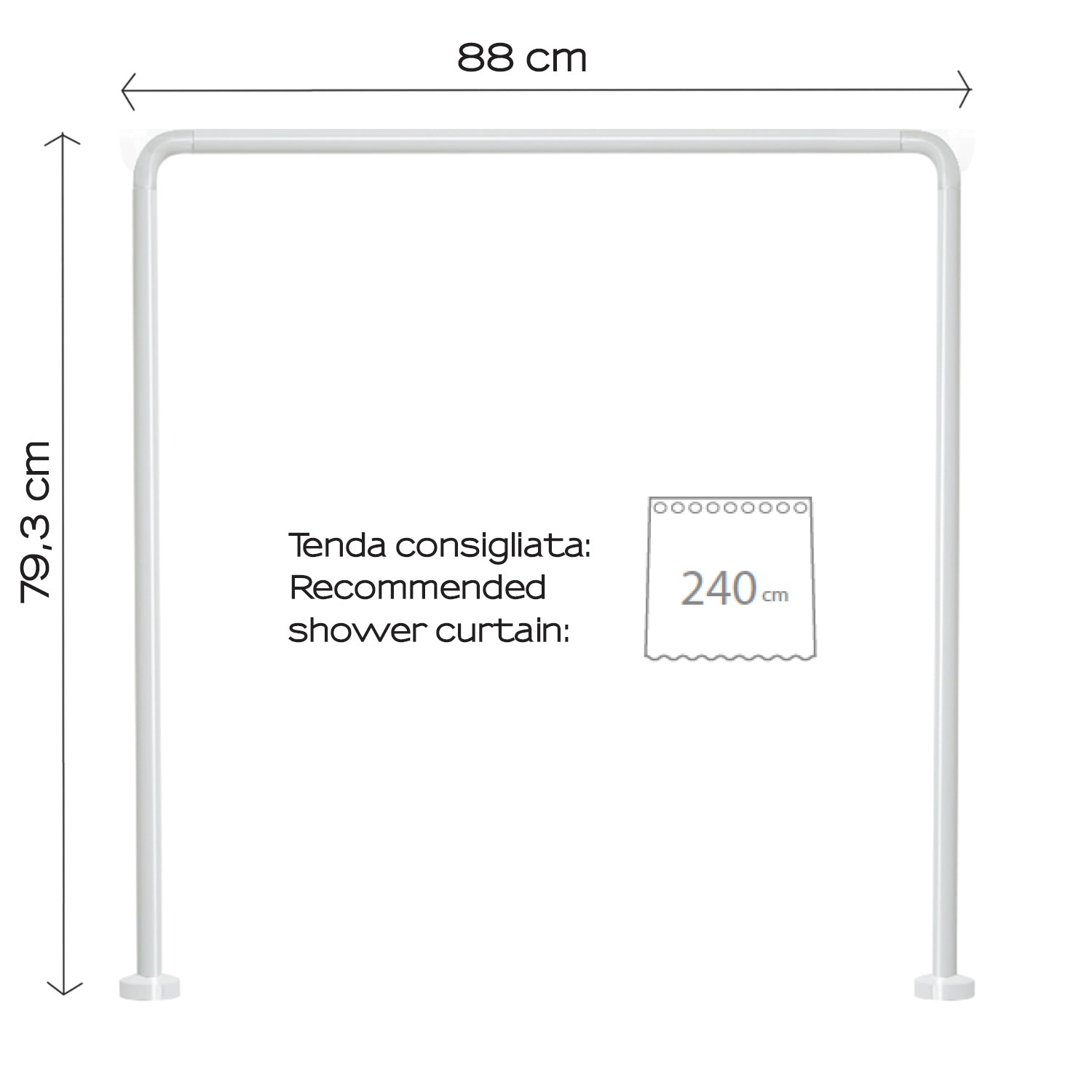 Asta doccia angolare in Alluminio 80x80x80 cm di Gedy - Bianco