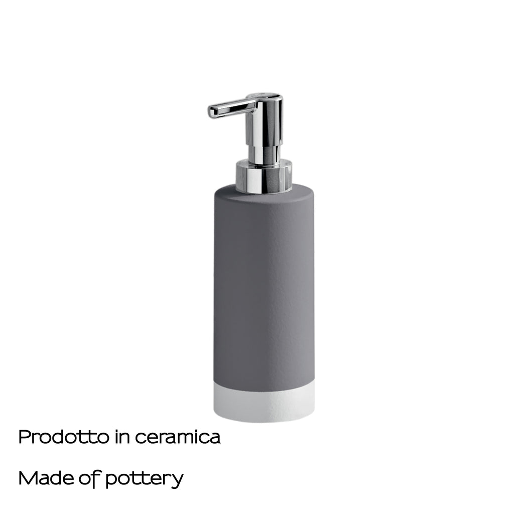 Dispenser sapone in ceramica con erogatore cromato Gedy serie New Mizar - Grigio