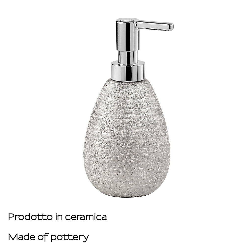 Dispenser sapone da appoggio in ceramica con erogatore Gedy modello Astrid - Argento