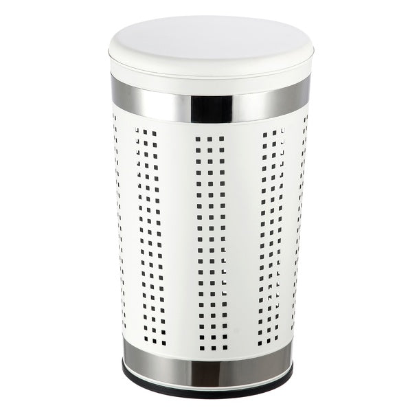Cesto portabiancheria da 46 litri in acciaio inox colore bianco