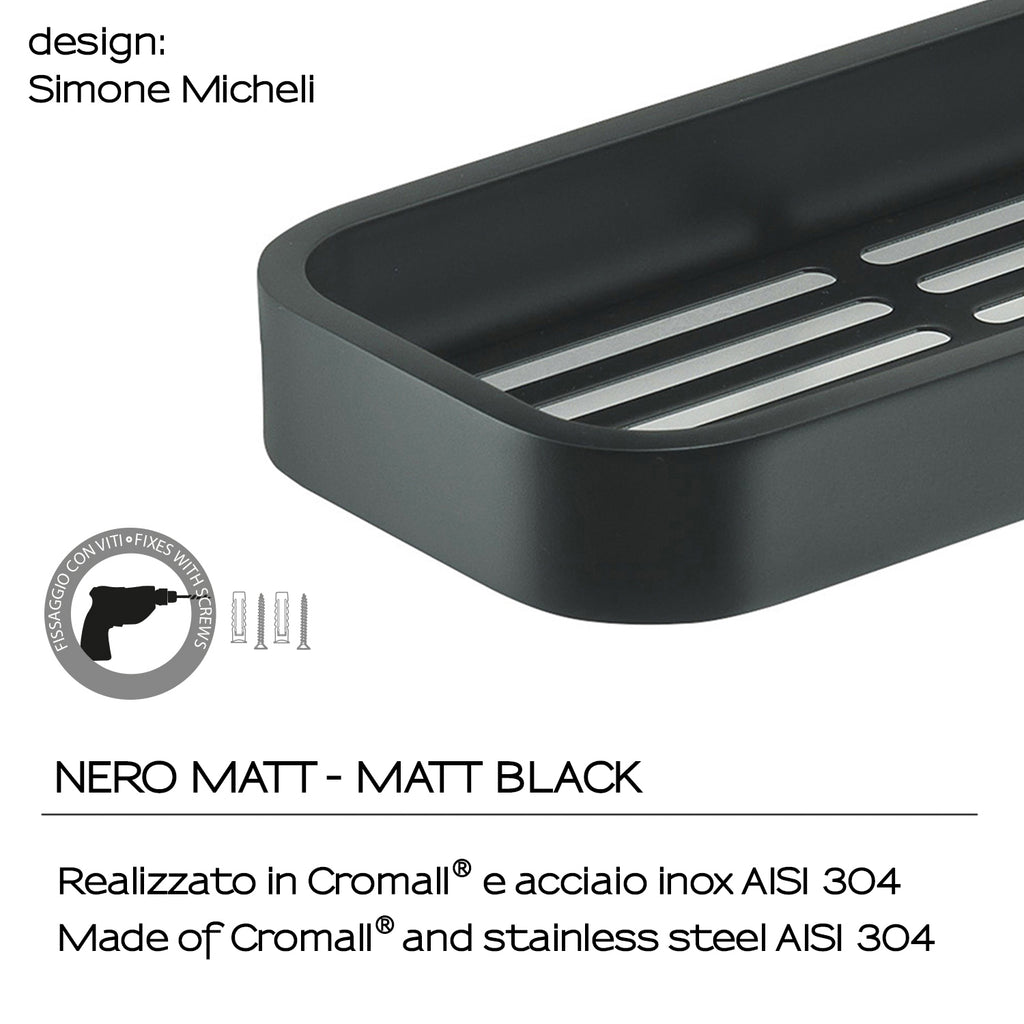 Portaoggetti doccia Rettangolare Outline in Acciaio Inox AISI 304 di Gedy - Nero Matt