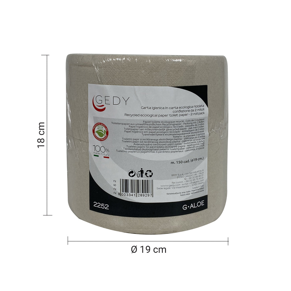 2 rotoli di carta igienica ecologica diametro 19 cm modello Aloe di Gedy