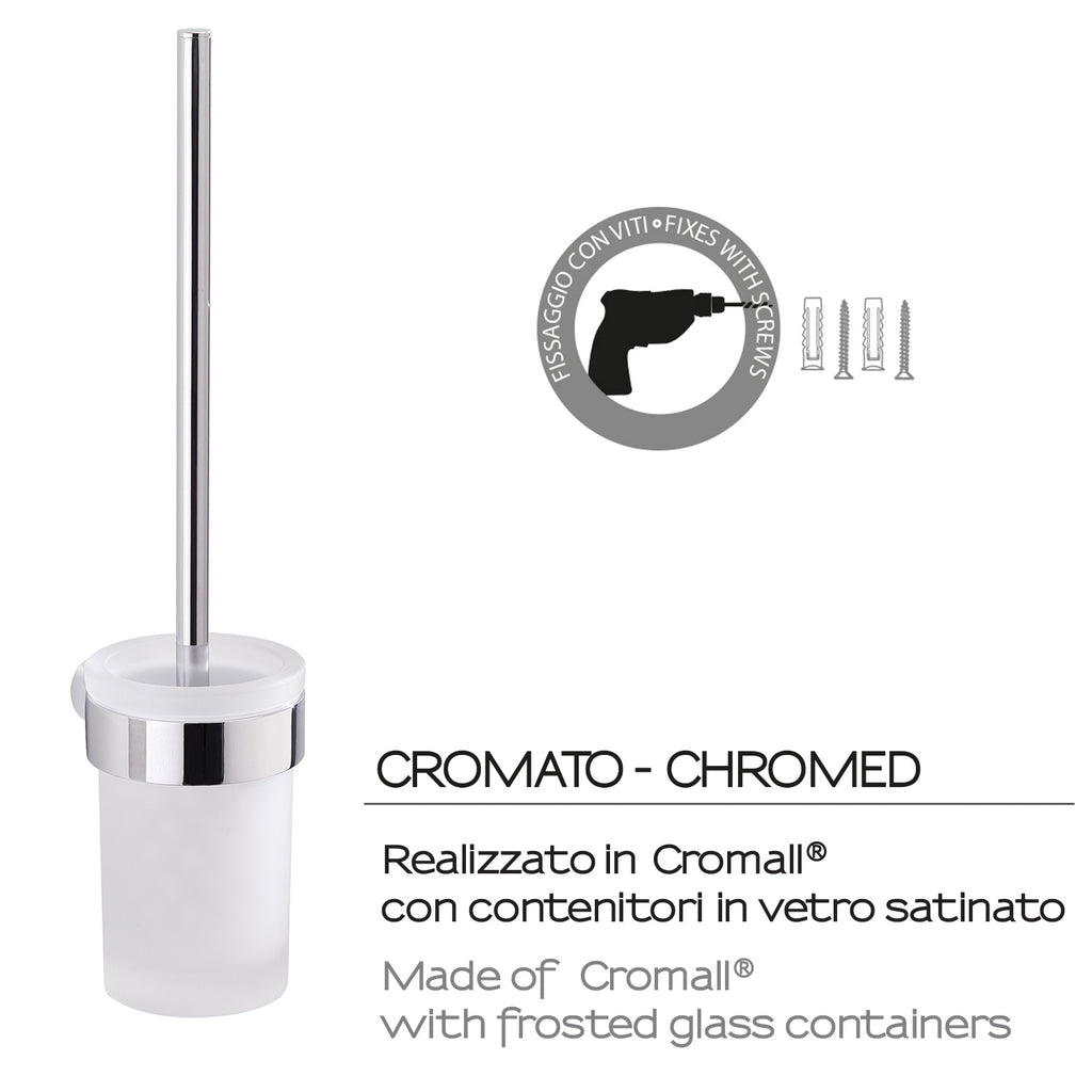 Scopino da muro con ciuffo in setole Gedy serie Pirenei - Cromato