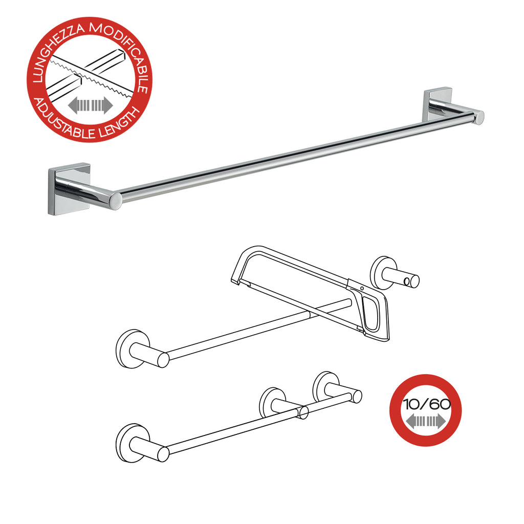 Portasalviette a muro 60 cm Fuji di Gedy - Cromato