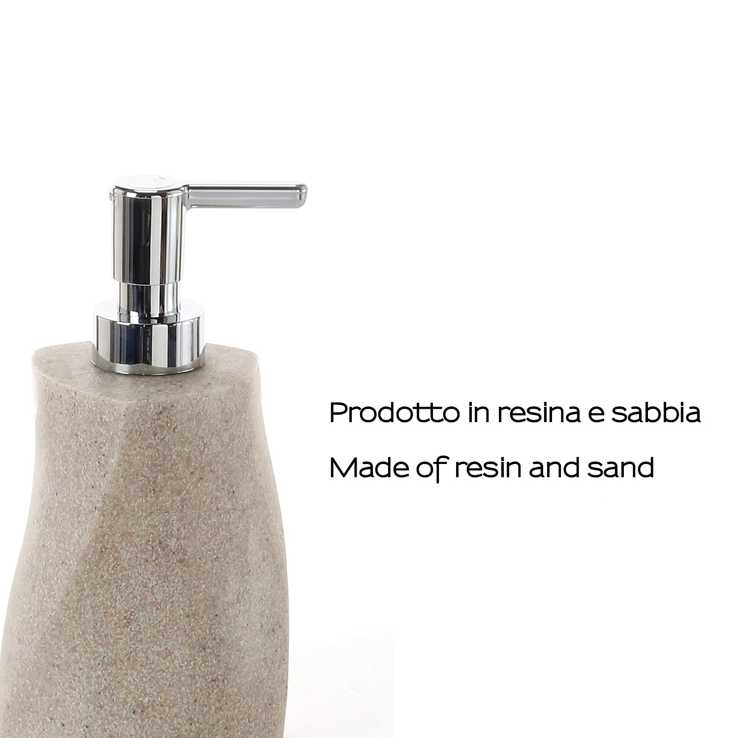 Dispenser sapone in resina e sabbia con erogatore cromato Gedy serie Libra - Beige