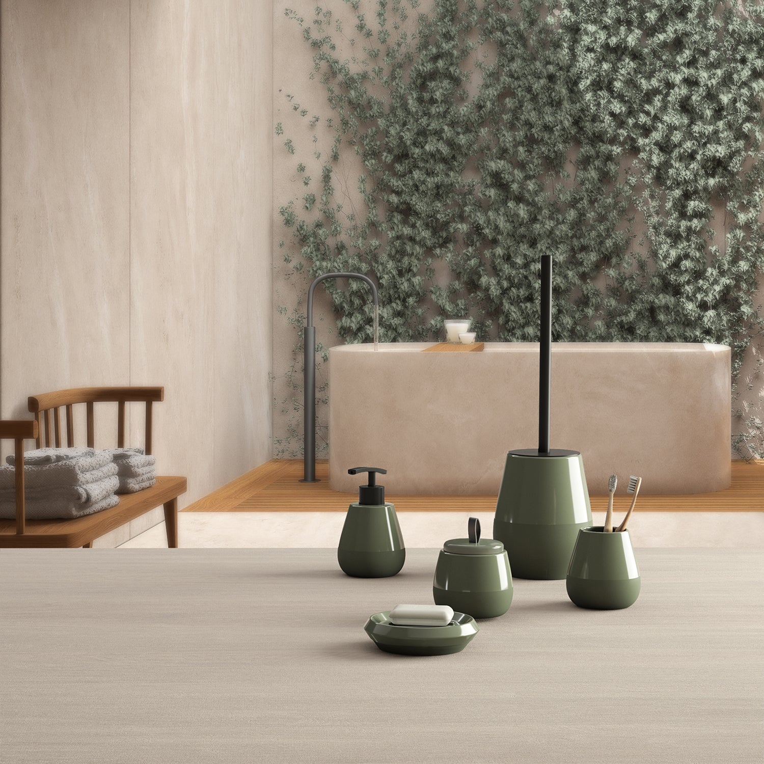 Contenitore da appoggio Gedy serie Wilma - Verde Salvia