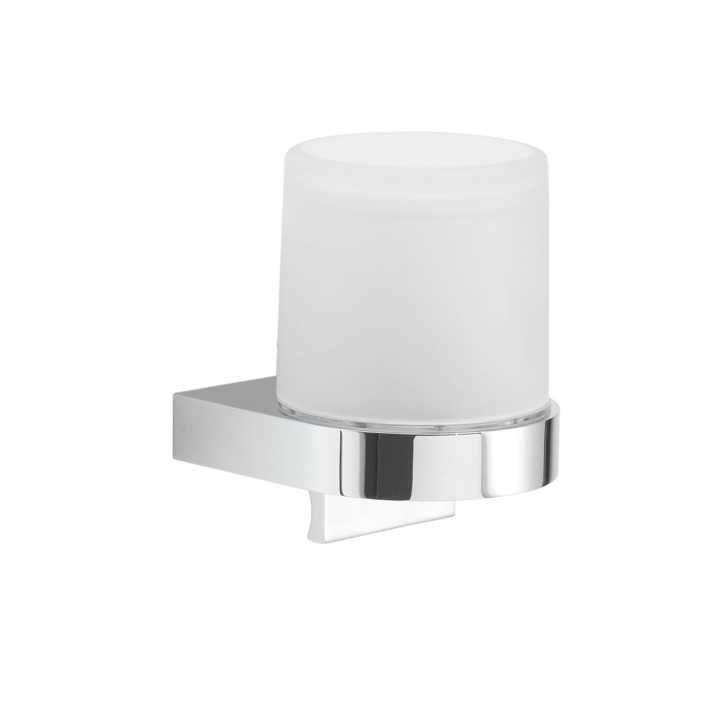 Distributore di sapone tondo di Gedy modello Giava da 150 ml in vetro e Cromall - Cromato