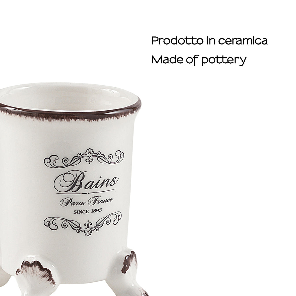 Portaspazzolini da appoggio in ceramica Gedy serie Amelie - Bianco