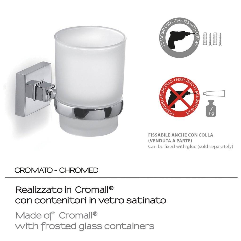 Portaspazzolini a muro di Gedy serie Olimpo - Cromato