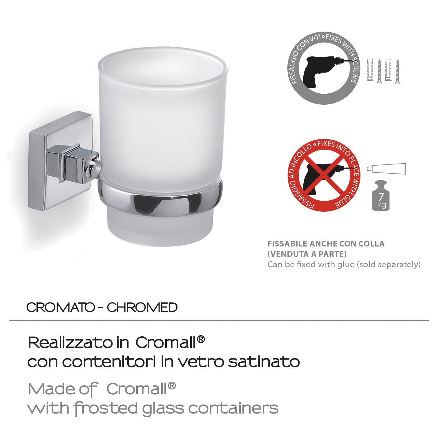 Portaspazzolini a muro di Gedy serie Olimpo - Cromato