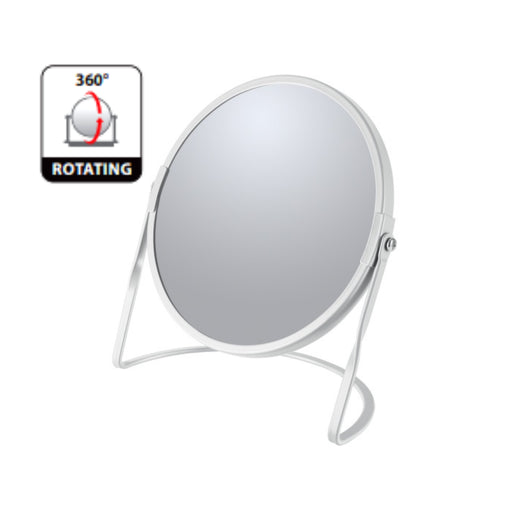 Specchio ingranditore da tavolo su base in acciaio modello Akira colore bianco opaco