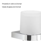 Distributore di sapone tondo di Gedy modello Giava da 150 ml in vetro e Cromall - Cromato